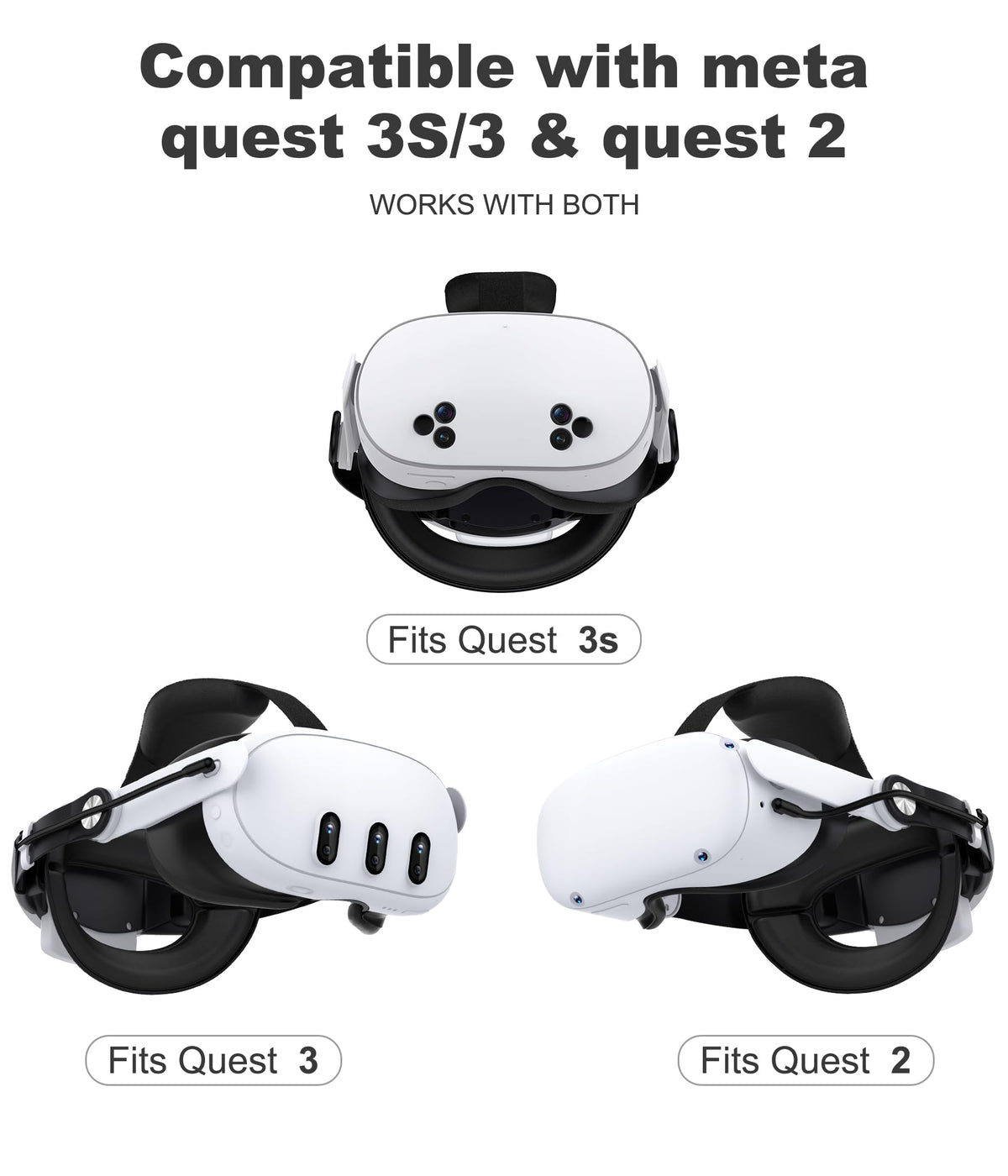 Comfort Head Strap for Meta Quest 3/3S/Meta Quest 2,VR Headset Elite Strap Replacement for Oculus Quest 3/3S/2 Accessories,Stable Elite Strap Pressure-Reduce Headstrap