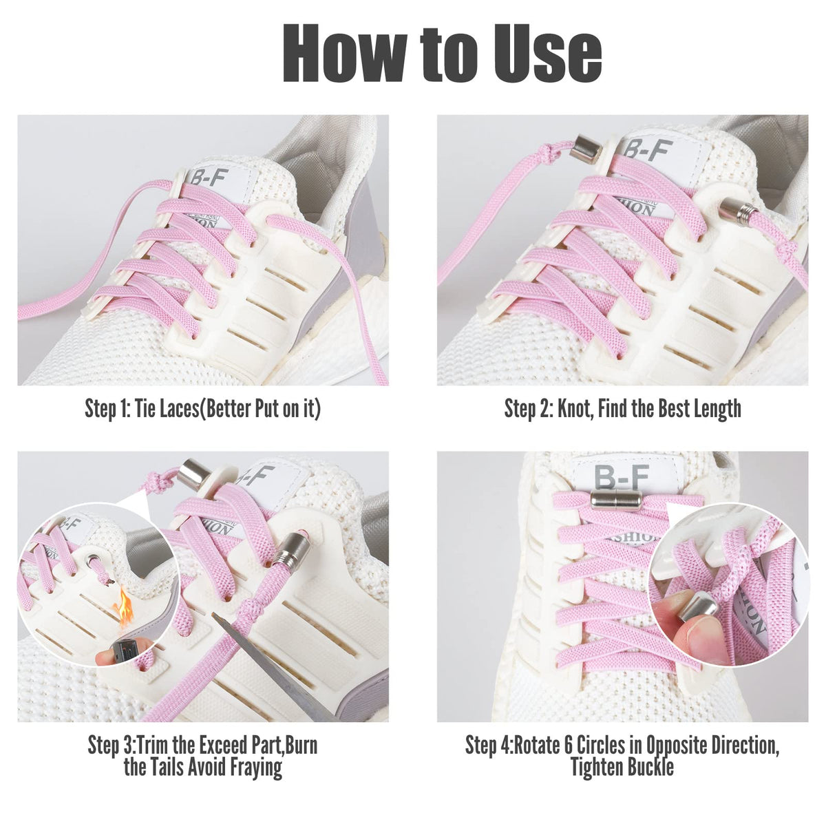 Handshop 2 Pairs Elastic Laces, No Tie Shoelaces for Trainers