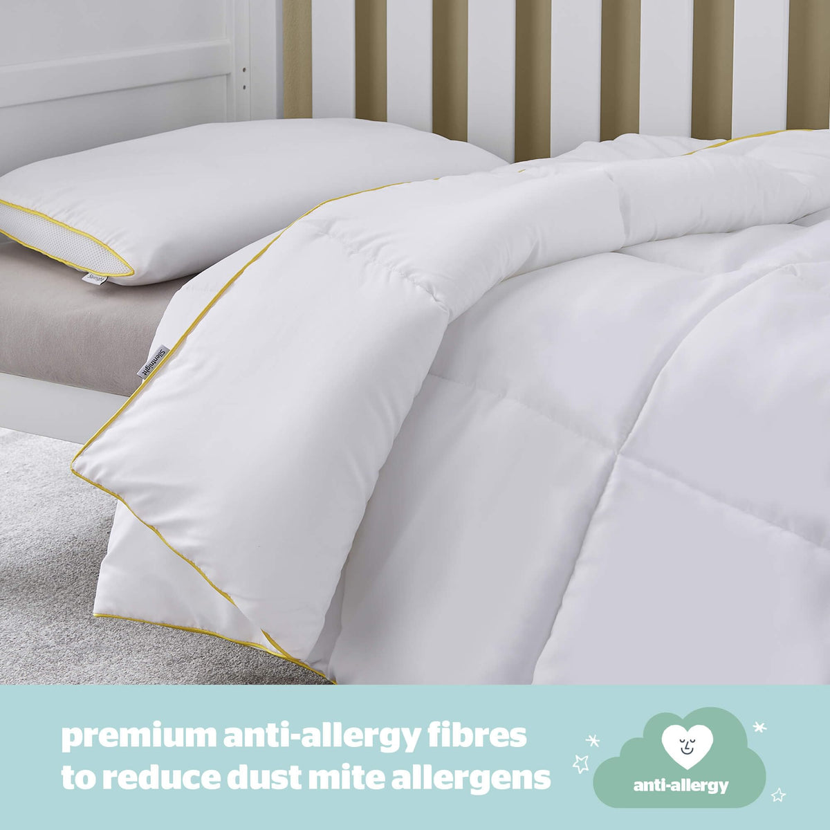 Silentnight Safe Nights Cot Bed Duvet 4 Tog – Anti Allergy Lightweight Soft Snug Nursery Quilt for Children, Kids, Toddlers – Hypoallergenic and Machine Washable – 150x120cm