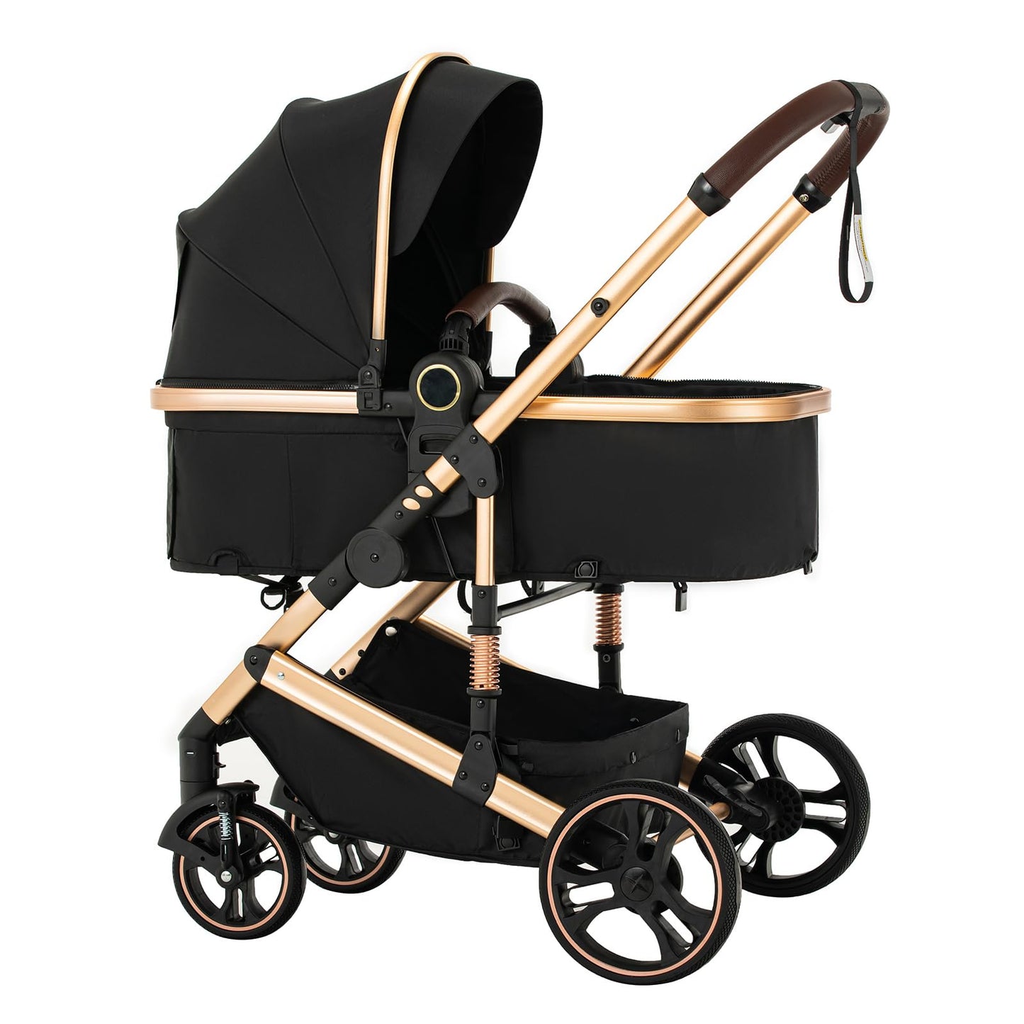 Stroller 3 in 1 Travel System Aluminium Frame High Landscape Combined Strollers Lightweight Folding Pram for Newborns Toddlers 0-36 Months from Birth Aluminium Pushchair (D2/Pink, H2-D)