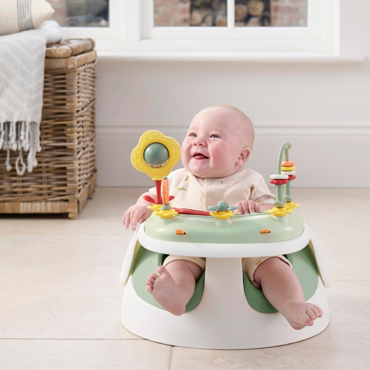Mamas & Papas Baby Snug Floor Seat and Activity Tray - Blossom (Pink)