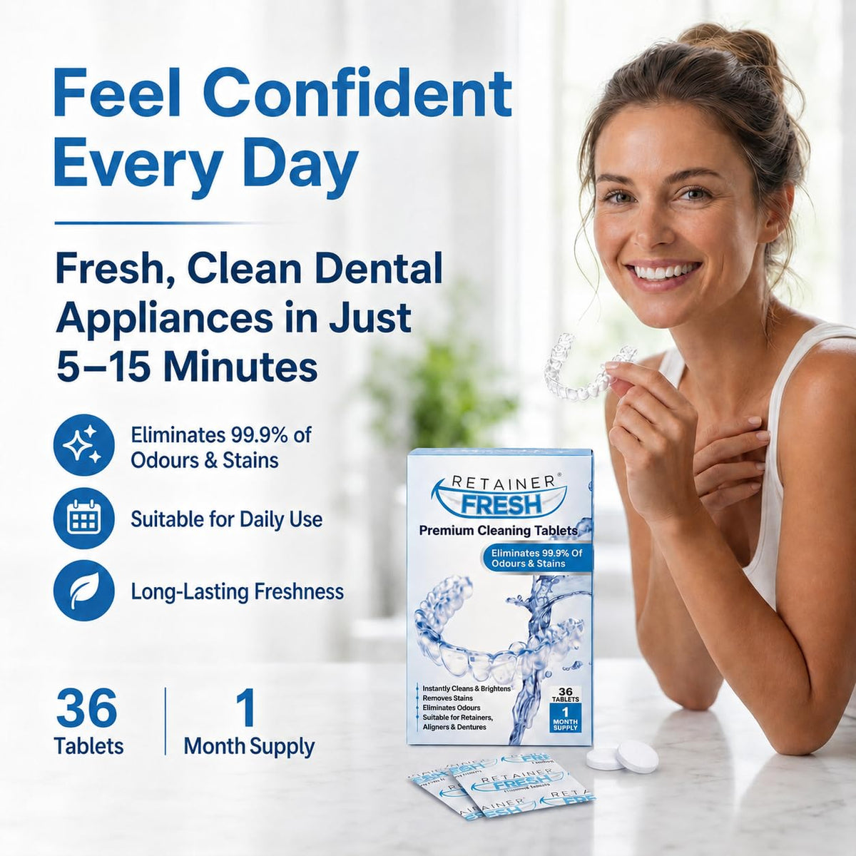 Retainer Fresh Retainer Cleaner Tablets 120 Tablets 4 Month Denture Cleaner