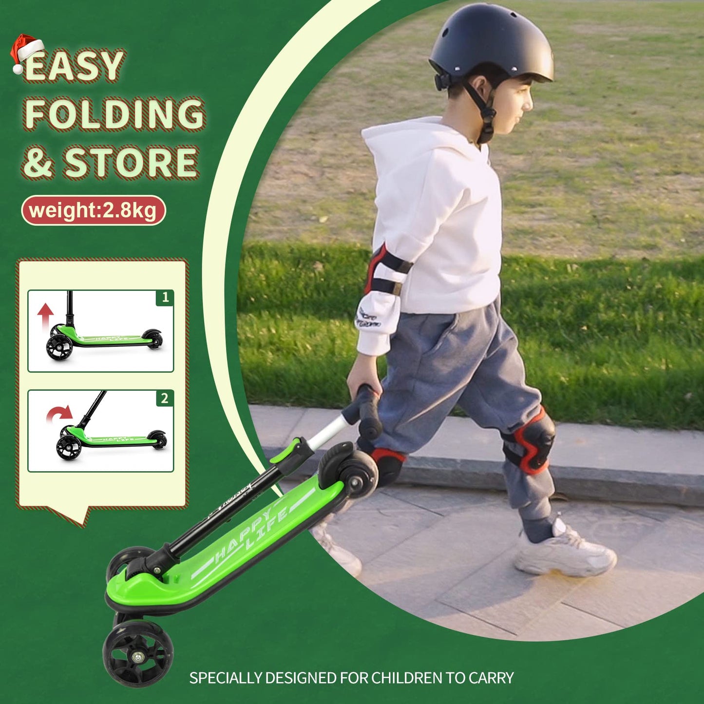besrey 3-Wheel Toddler Scooter with Lean-to-Steer — Foldable, Anti-Slip Deck | Max 50 kg