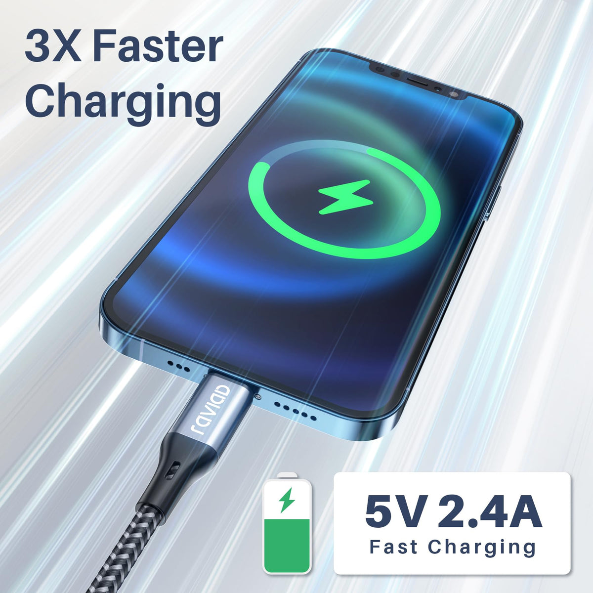 RAVIAD Long iPhone Charger Cable 3M 2Pack MFi Certified Lightning Cable