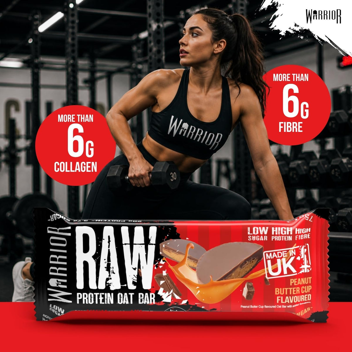 Warrior RAW Protein Bars 12 x 75g High Protein Oat Flapjack Snack