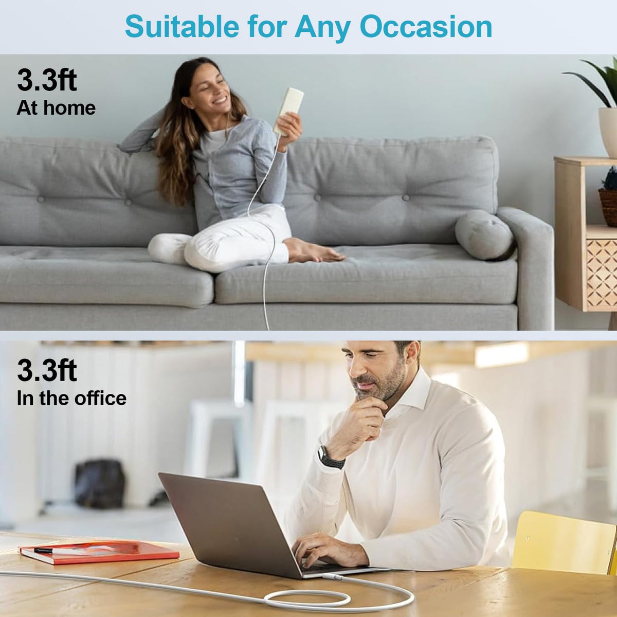 USB C to USB C Charger Cable 2M 2Pack, 60W Nylon Braided USB C to C Cable Original Fast Charge Type C Data Cable for iPhone 18 Pro Max/Duo/Fold/17e/17Air/16/Plus, Samsung Galaxy S26 S25, MacBook Air