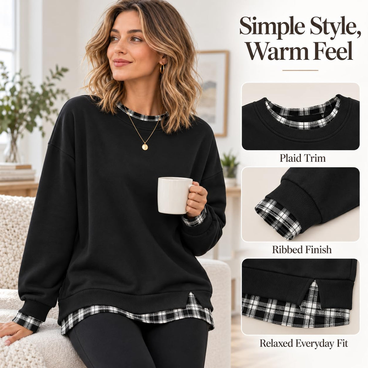 Hoodies For Women Uk Oversized Women's Jumpers Fleece-lined Womens Sweatshirt Winter Fleece Jacket Long Sleeve Ladies Tops Plus Size Fashion Christmas Jumper Sweaters Coats Autumn Women's Clothing