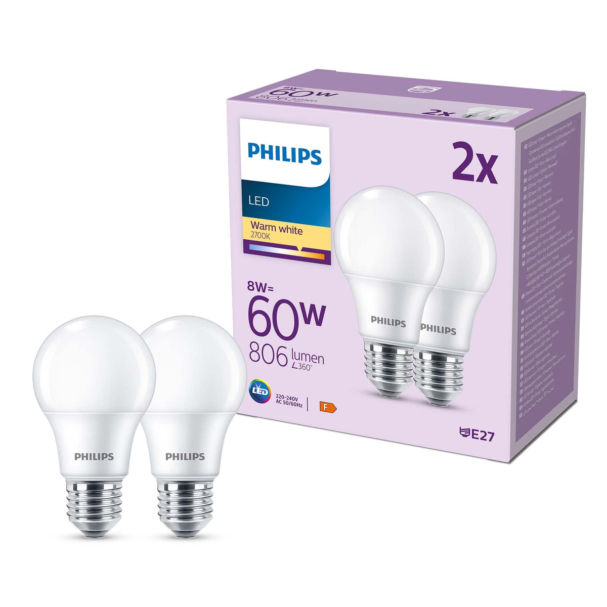 PHILIPS LED Frosted A67 Light Bulb 3 Pack [Warm White 2700K - E27 Edison Screw] 100W, Non Dimmable. for Home Indoor Lighting