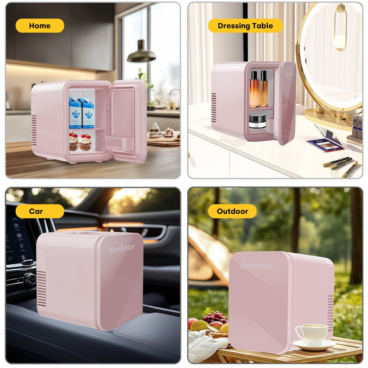 Enventor Mini Fridge 4 Litre/ 6 Can, Portable Cooler and Warmer, AC+12V DC