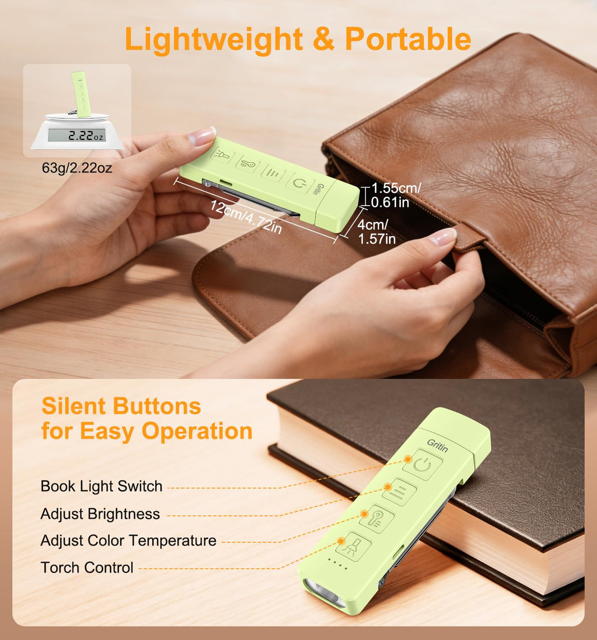 Gritin 2026 Gen 2 Rechargeable Book Light,2-in-1 Reading Light & Torch