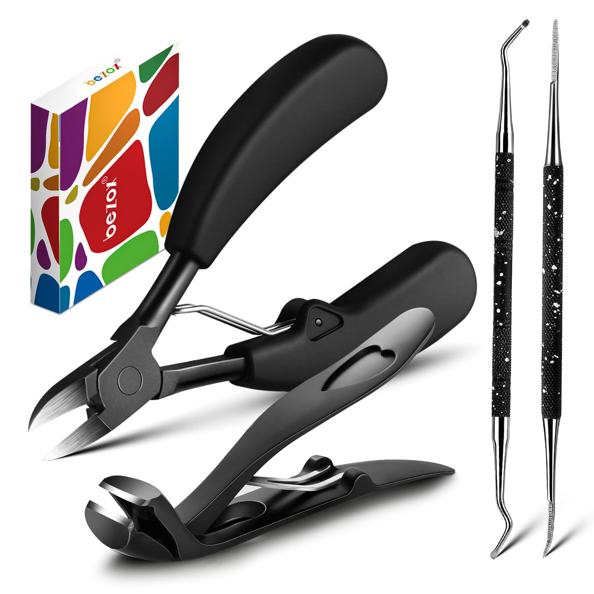 BEZOX Well-Made Nail Clipper Set 2 Pcs, Wide Jaw Opening Nail Clipper for Fingernail and Toenail, Premium Stainless Steel Sharp Sturdy Finger Nail Clipper