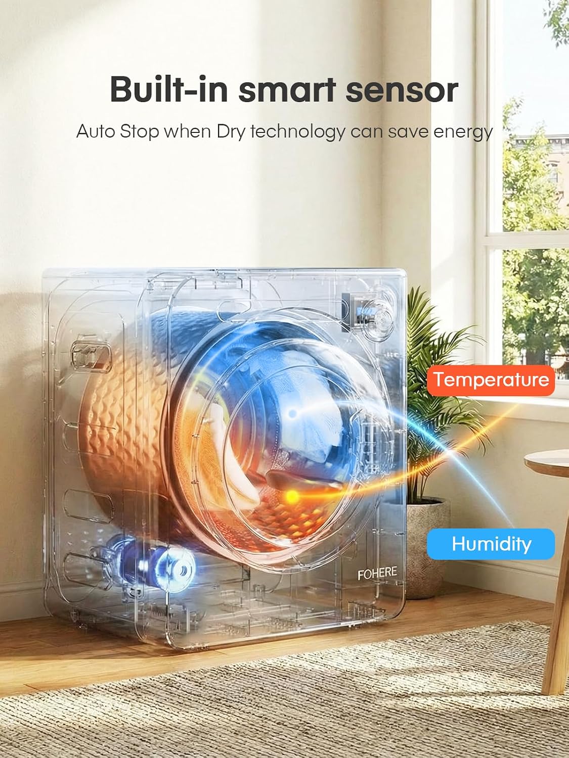 4KG Vented Tumble Dryer, 1200W Compact Smart Dryer, 6 Drying Modes, Double Temperature Control Protection, with Child Lock and Timer, with Child Lock, Crease Guard, for Apt, Home, Dorm, RVs, White