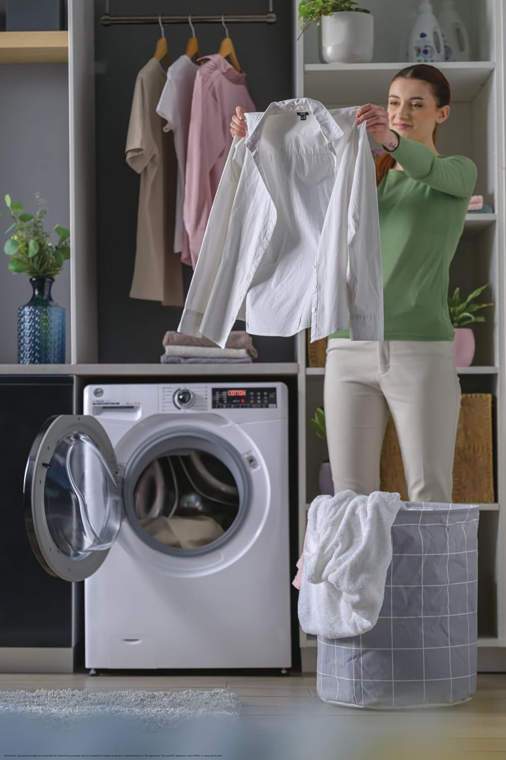 Hoover H-WASH 350 9kg Freestanding Washing Machine, 1400 RPM, A Rated, ECO-Power Inverter Motor, hOn App, 60 Programmes, Eco Doser, Power Care System, White, 60x53x85 cm - H3WPS496TAMB6-80