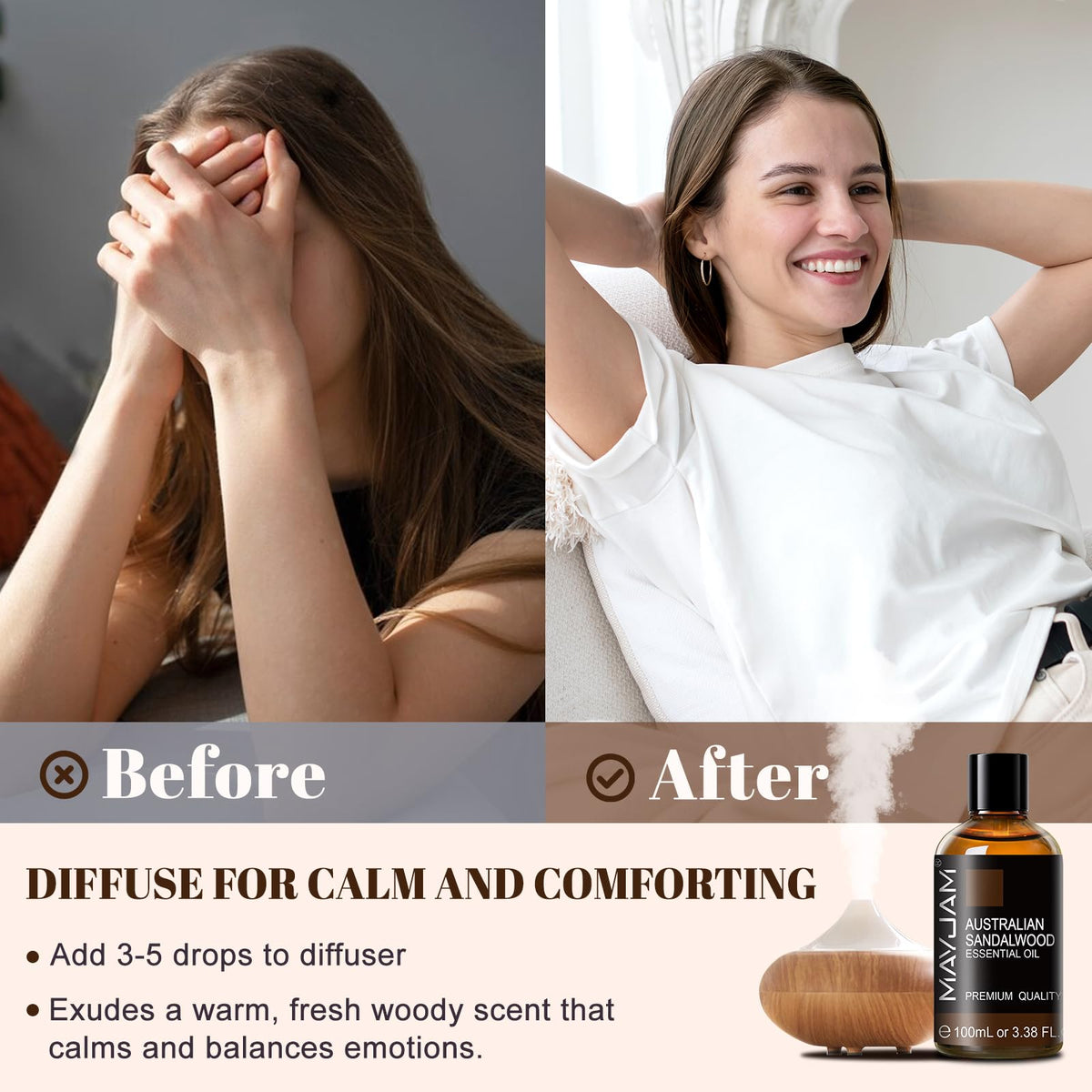 MAYJAM Peppermint Essential Oil 100ML - Premium Diffuser Oil