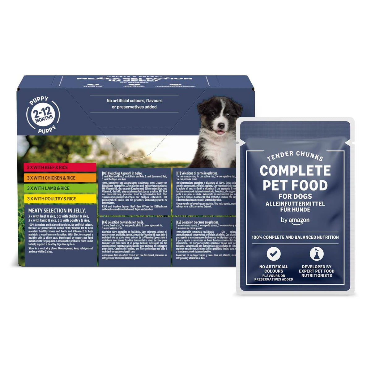 by Amazon Complete Wet Food for Adult Dogs, Meat Selection in Gravy, 4.8 kg (48 pouches of 100g)