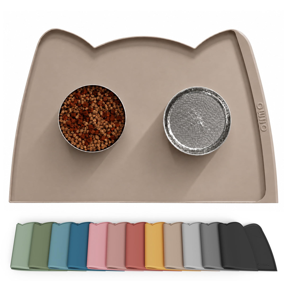 OHMO Silicone Cat Food Mat for Food&Water Bowls, 46x25cm, Camo Green
