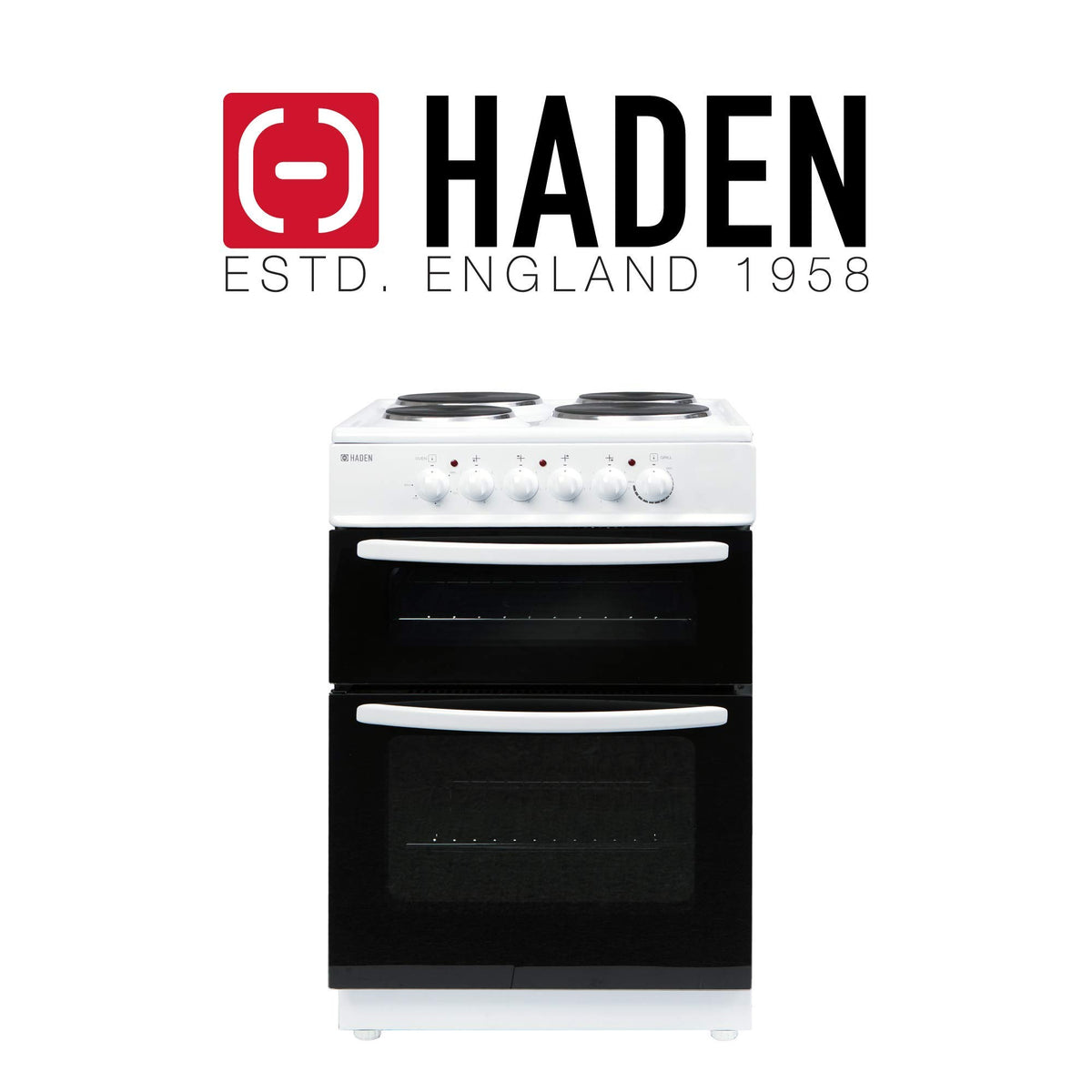 Haden Double Oven 50cm Electric Cooker 4 Zone Ceramic Hob White