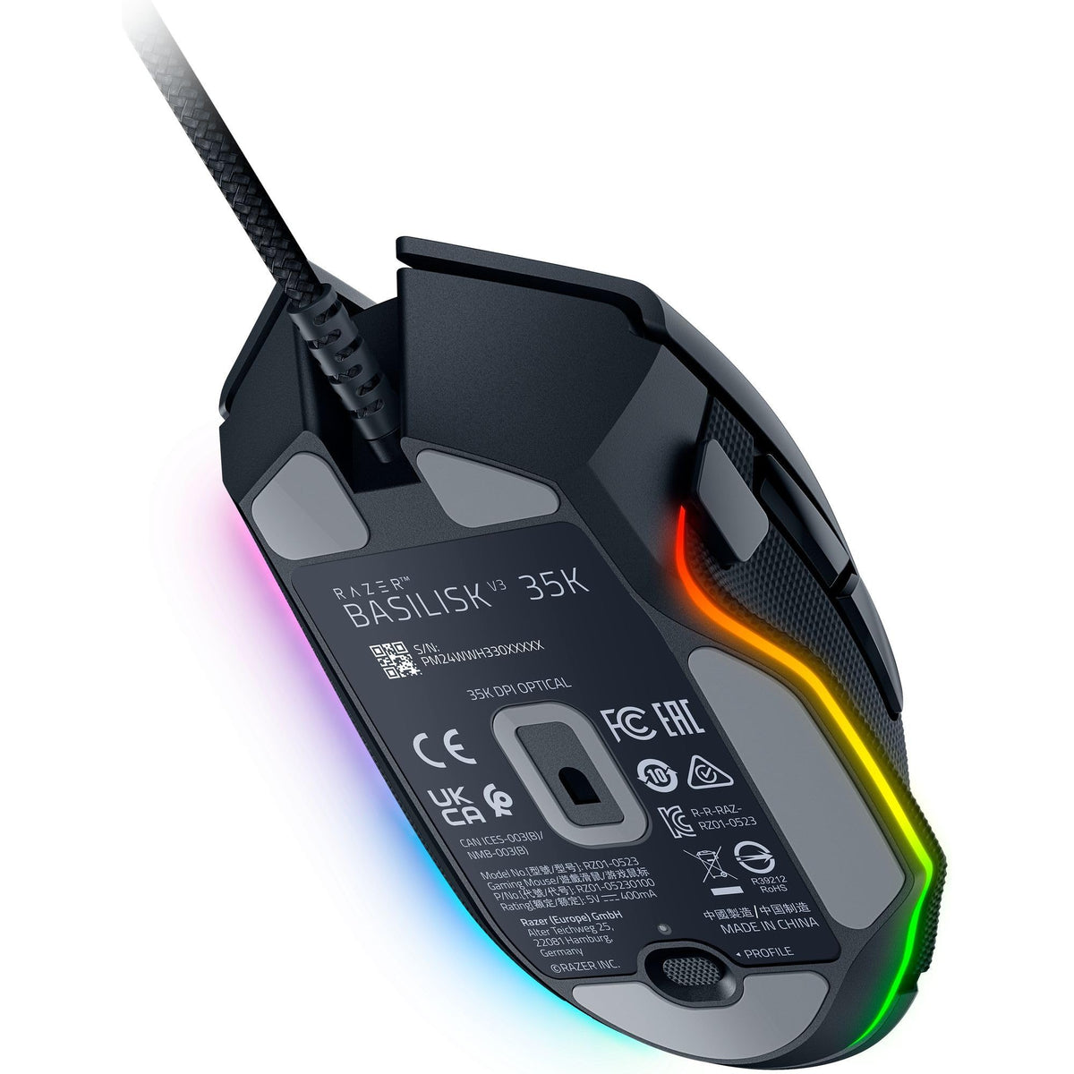 Razer Basilisk V3 - Wired Customisable Gaming Mouse (10+1 Programmable Buttons, HyperScroll Tilt Wheel, 11 Chroma RGB Lighting Zones, Optical Mouse Switches, Focus+ 26K DPI Optical Sensor) Black