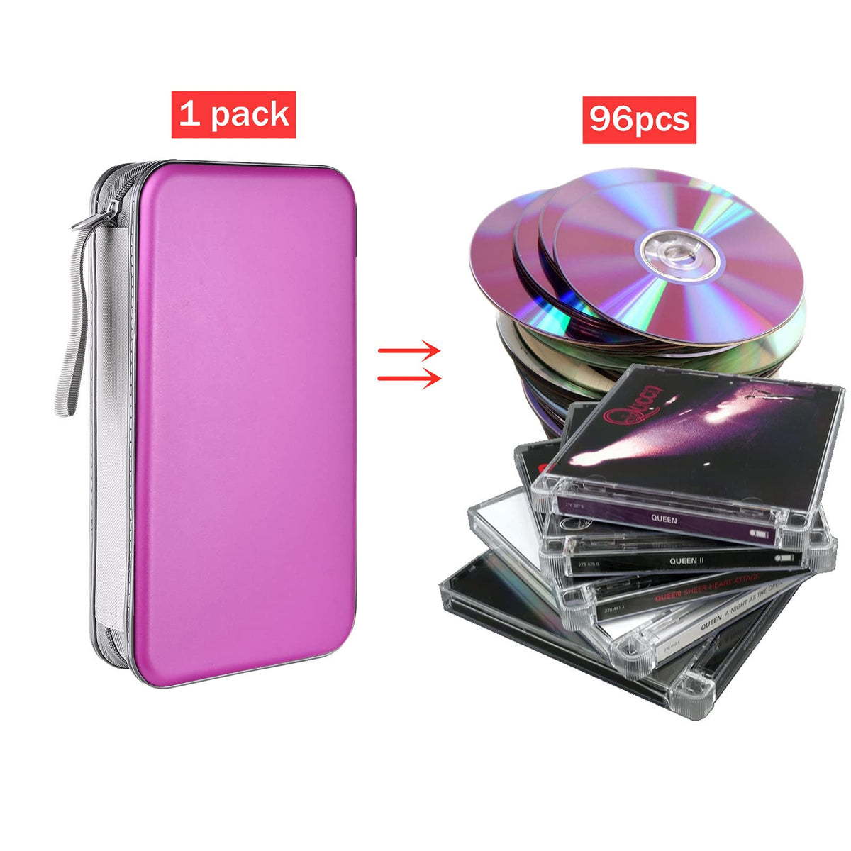 LIOVODE DVD Case, 96 Capacity CD Case Holder Organizer Disc Wallet for Car