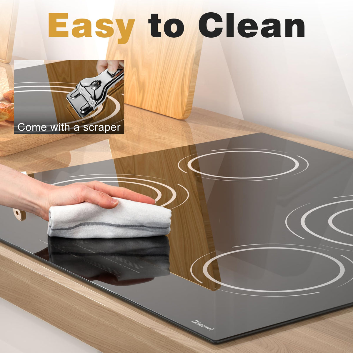 Double Ceramic Hob with Handle, Plug in 2 Ring Electric Hob