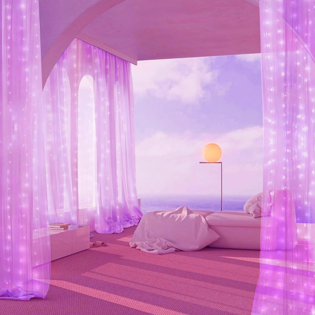 Lezonic Curtain Fairy Lights, 3m×3m 300LED Curtain String Lights Plug in