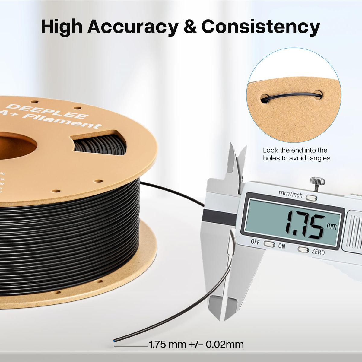 DEEPLEE PLA Plus 1.75mm Filament White 1kg