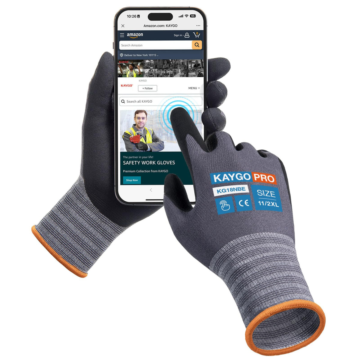 KAYGO Safety Work Gloves MicroFoam Nitrile Coated 12 Pairs, KG18NB