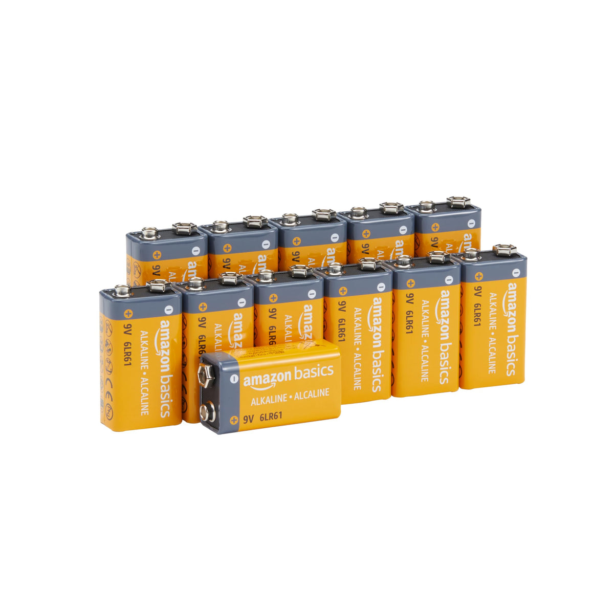 Amazon Basics 4-Pack 9V Alkaline Batteries, 9V/6LR61, 5-Year Shelf Life - for Smoke/CO Detector, Electronics & Audio