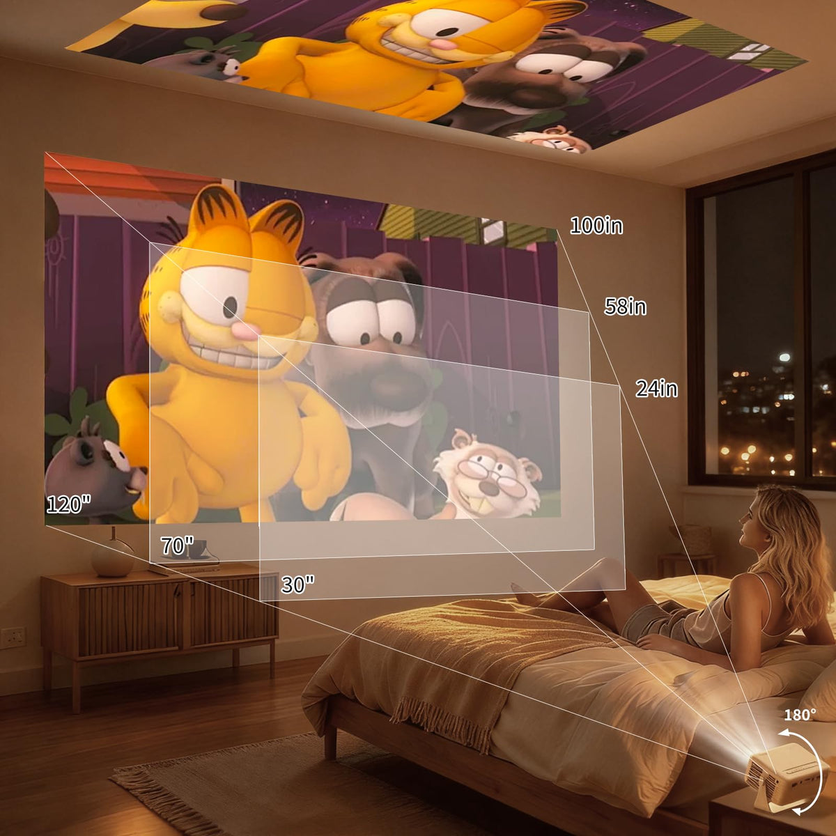 Yoton Y3 Mini Projector, 317g Ultra-Portable, 360° Rotating, Auto Keystone
