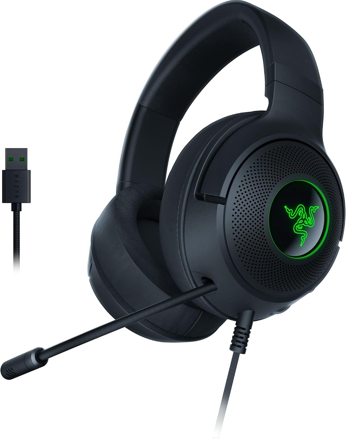 Razer Kraken V3 X USB - Wired USB Gaming Headset (ultra-lightweight at 285g, TriForce 40mm drivers, HyperClear Cardioid Microphone, 7.1 surround sound, Chroma RGB) Black