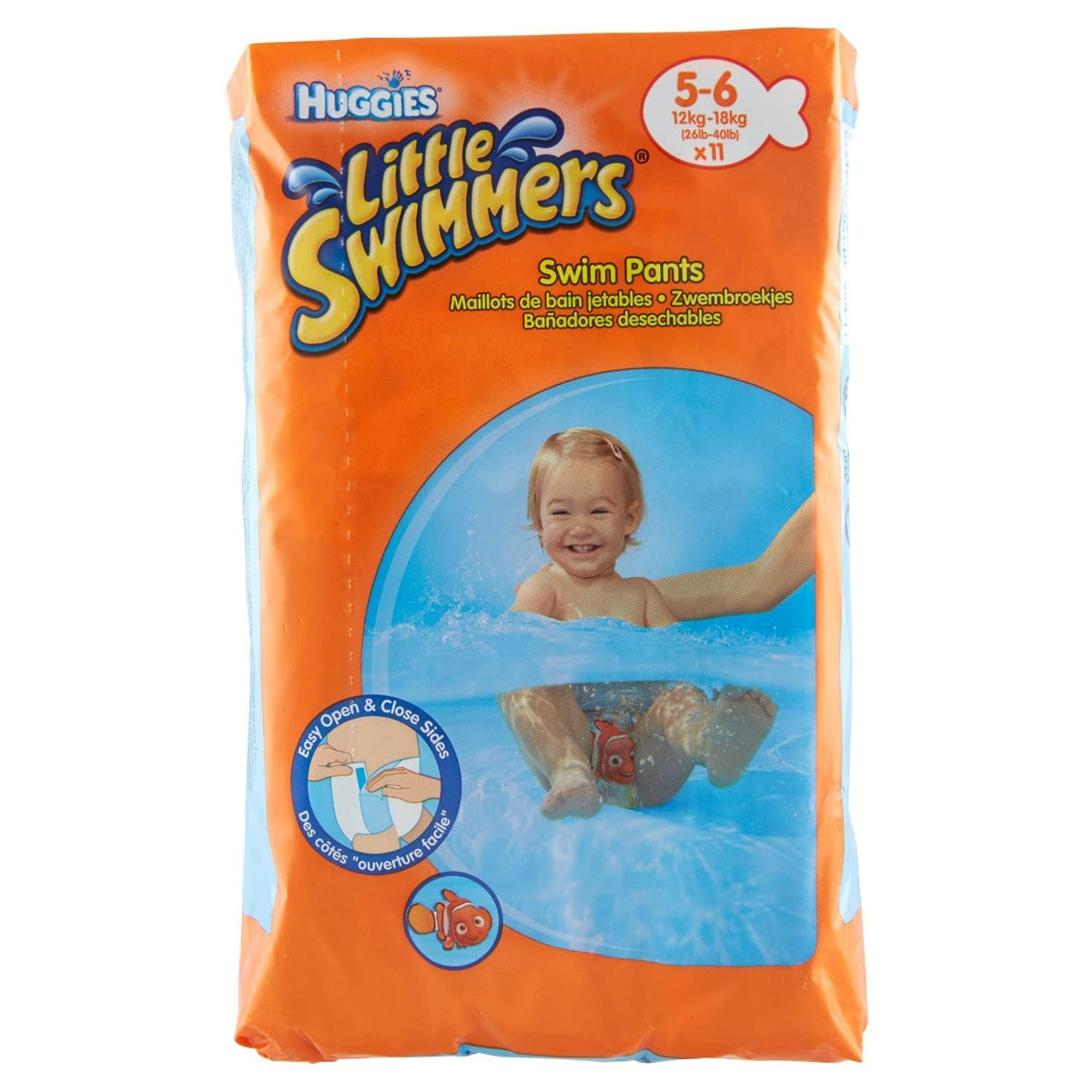Huggies Little Swimmers, Swim Nappies, Size 5-6 - 33 Pants - Maximum Protection Swimming Nappies with Leak Guards - All-Round Stretchy Waistband