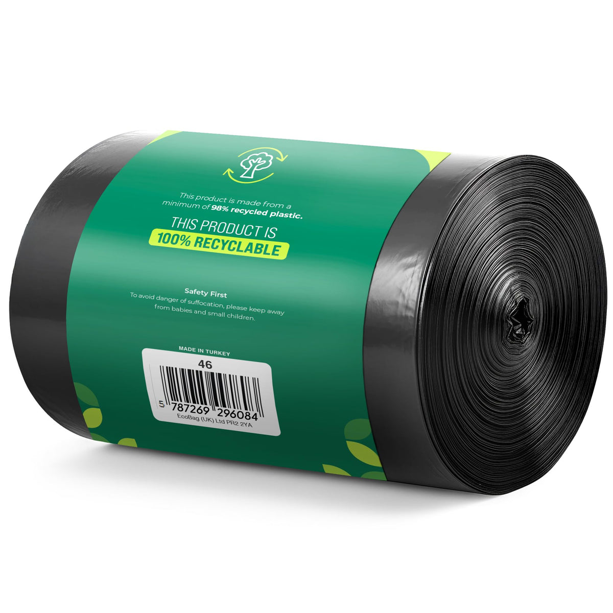 EcoBag Refuse Sacks, Recyclable & Leak Resistant, 100L Everyday (30µm)