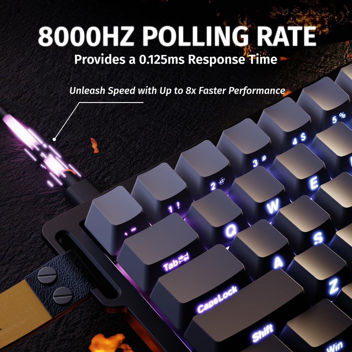 ATTACK SHARK X68 HE 8000Hz Rapid Trigger Keyboard, 0.01mm RT Accuracy Wired Gaming Keyboard with Magnetic Switch, Adjustable Actuation, Rapid Trigger, Snap Tap, RGB Lighting for PC/Mac, Black