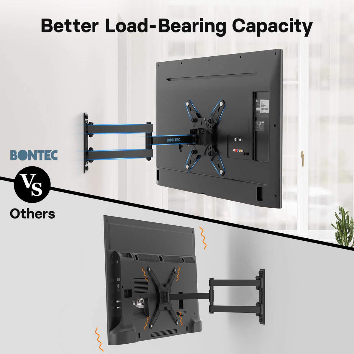 BONTEC TV Wall Bracket for Most 13-42 Inch TV, Adjustable TV Wall Mount, Tilt, Swivel, 360°Rotation, VESA 200x200mm up to 20kg, Universal TV Mount with Safety Screws, Bubble Level, Cable Ties Included