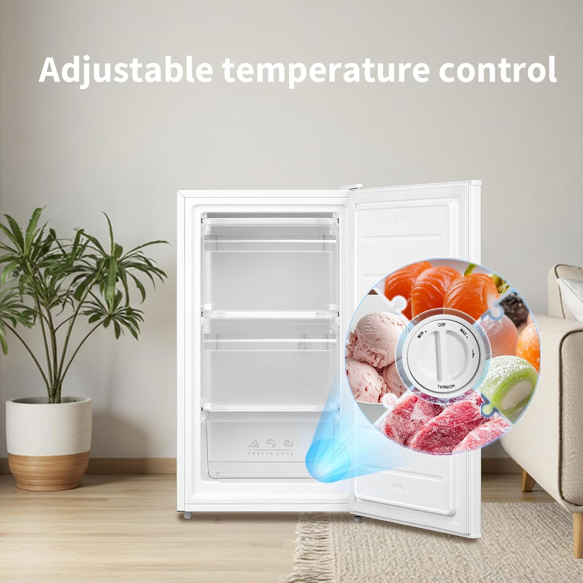 COMFEE' 60L Under Counter Freezer, 4-Star Freezing, RCU60WH2(E)