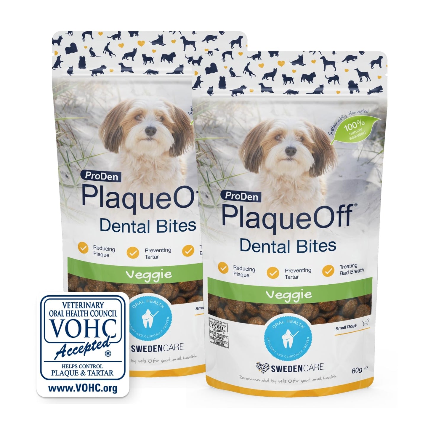 ProDen PlaqueOff Powder for Dogs & Cats, Tartar & Bad Breath Remover 100% Natural Teeth Cleaner and Plaque Remover 60 g