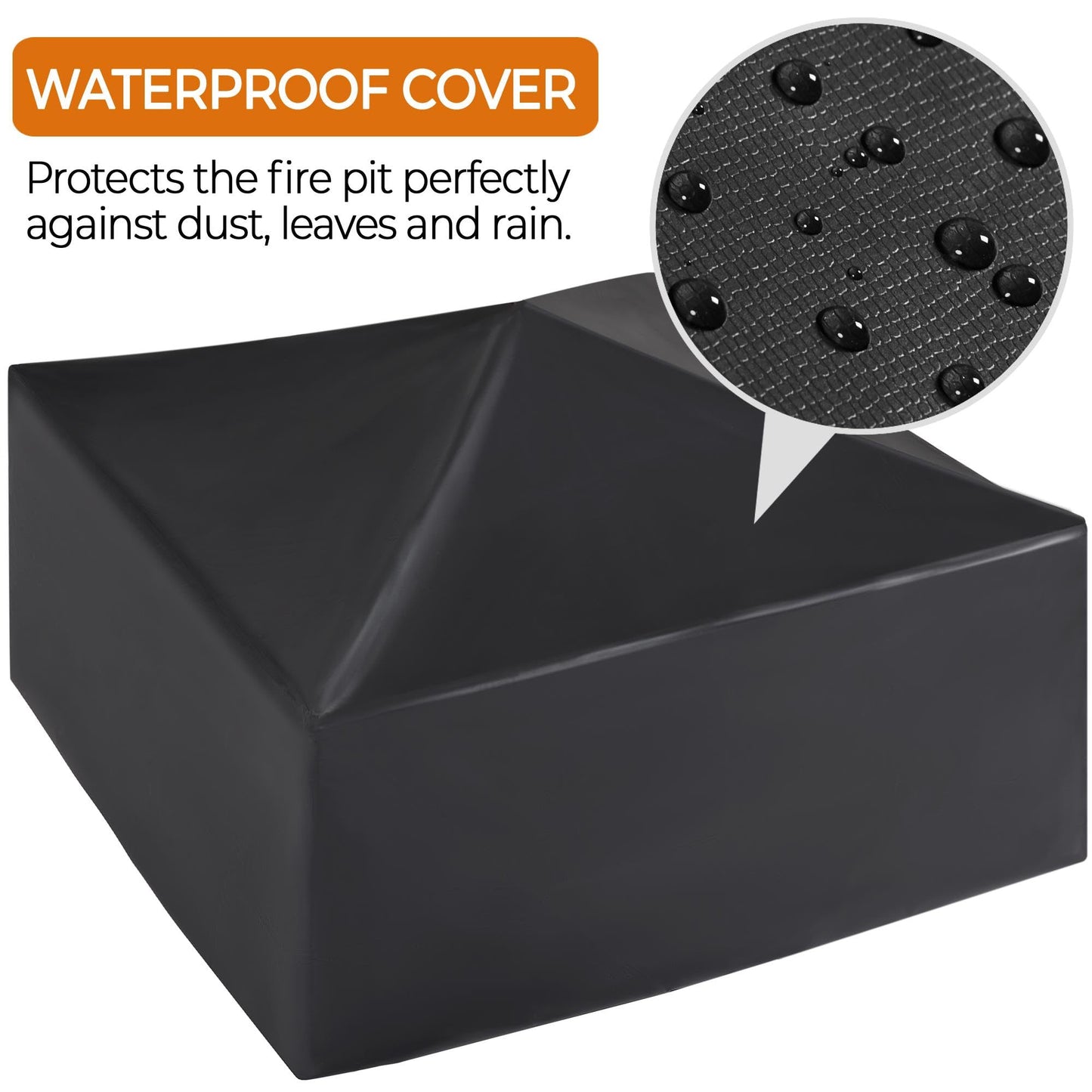 Yaheetech Outdoor Fire Pit 81cm Square Fire pits 3-in-1 Heat-resistant Metal Garden Stove for Barbecue, Heating, Cooling Drinks with Cover & Poker, Black