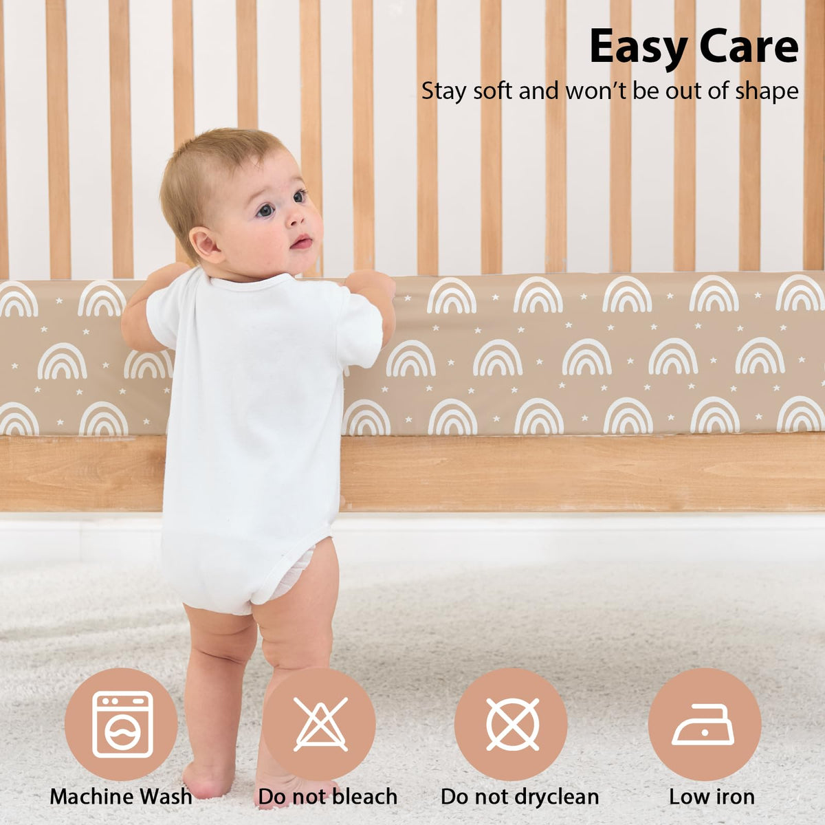 Cot Bed Sheets 140 x 70cm Fitted, 3 Pack Baby Cot Sheets, Ultra Soft & Silky Smooth Microfiber Toddler Bed Sheets Pink Rainbow