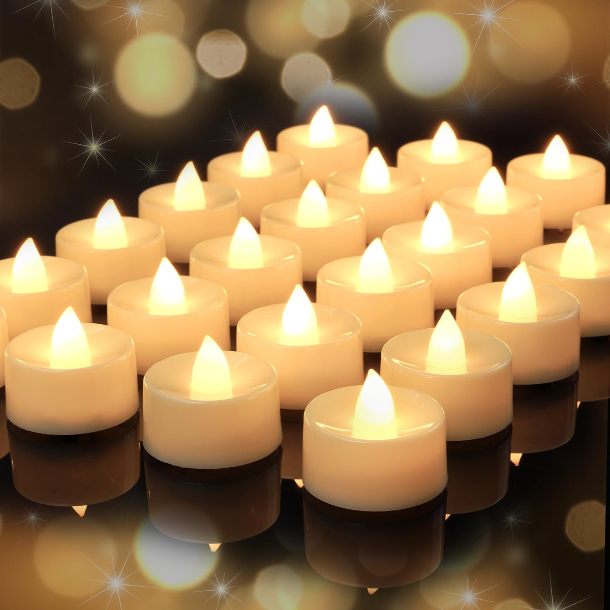 AMAGIC 100 Pack LED Flameless Candle Tea Lights Fake Electric Battery