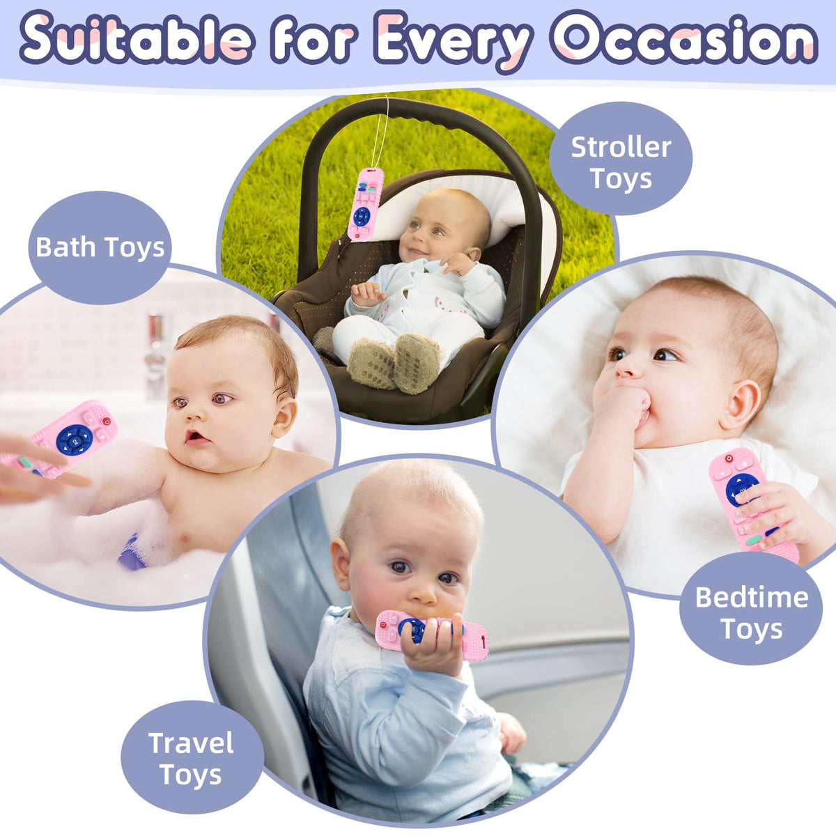 AiTuiTui Baby Teether for Teething Relief Baby Toys 0 3 6 9 12 Months, Sensory Silicone Remote Control Baby Teether Toy for Babies Newborn Infant Boy Girl Autism Toys for Baby Gifts