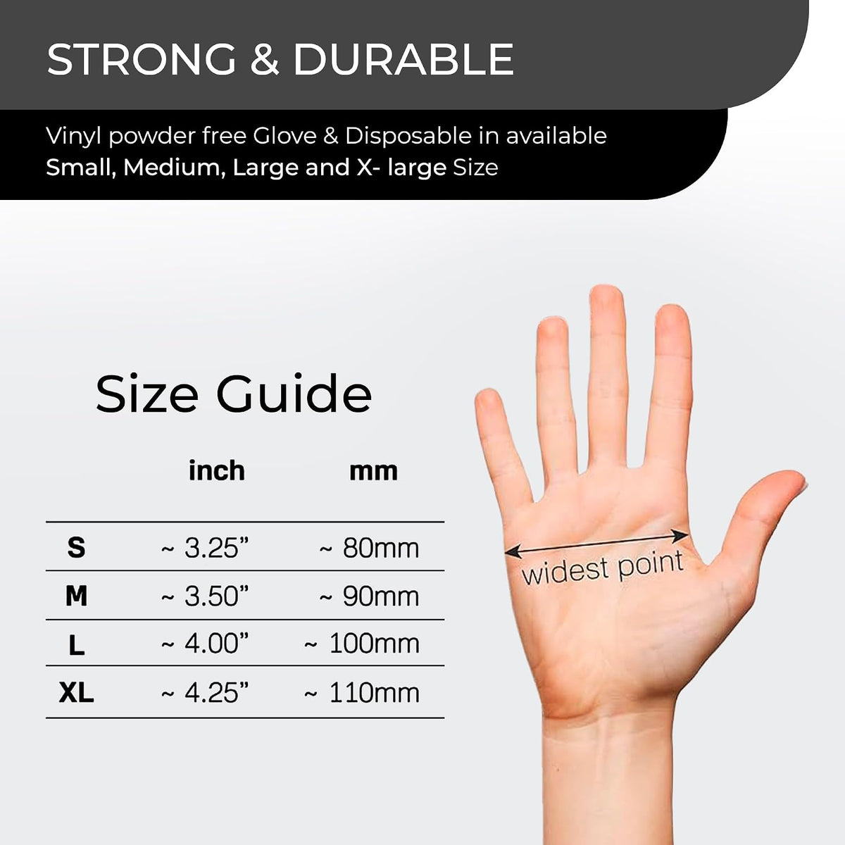 Black Vinyl Gloves, 100 Count, Powder Free & Latex Free, Multi-Purpose Black Disposable Gloves for Food Handling, Cooking, Cleaning & Medical Use (S, 100)