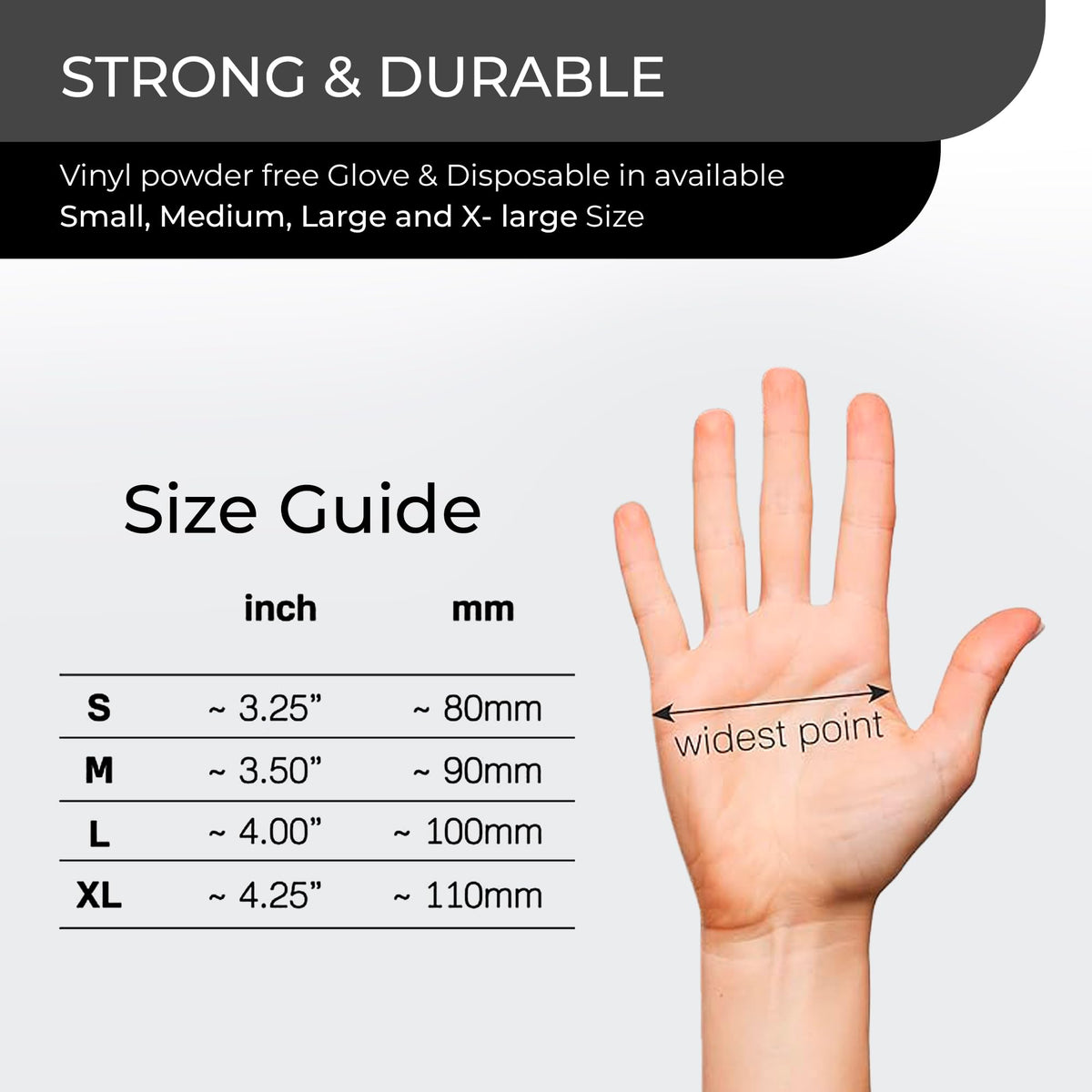 Black Vinyl Gloves, 100 Count, Powder Free & Latex Free, Multi-Purpose Black Disposable Gloves for Food Handling, Cooking, Cleaning & Medical Use (S, 100)