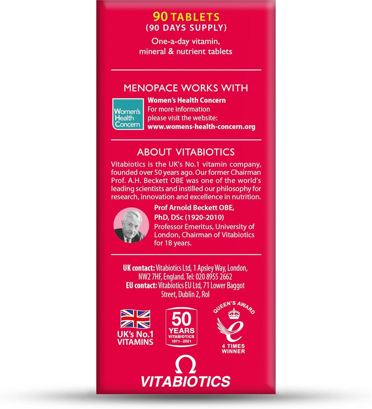 Menopace Original by Vitabiotics - 90-Day Menopause & Perimenopause Vitamin Supplement Tablets - UK's No.1 Menopause Supplement Brand
