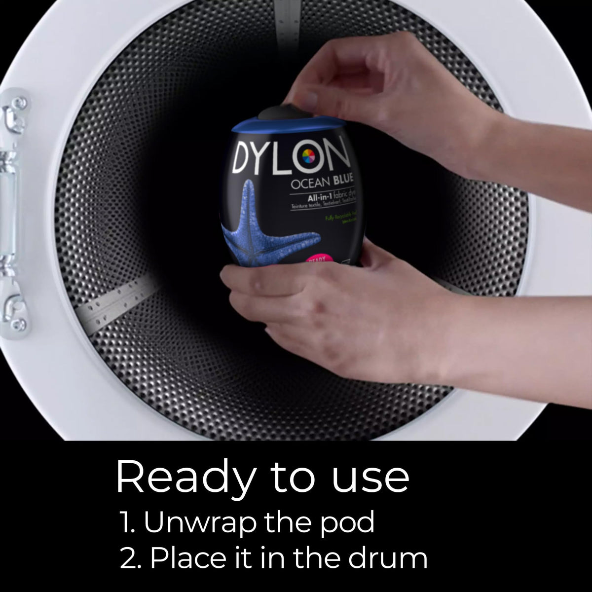 DYLON Washing Machine Fabric Dye Pod, Intense Black, 350g