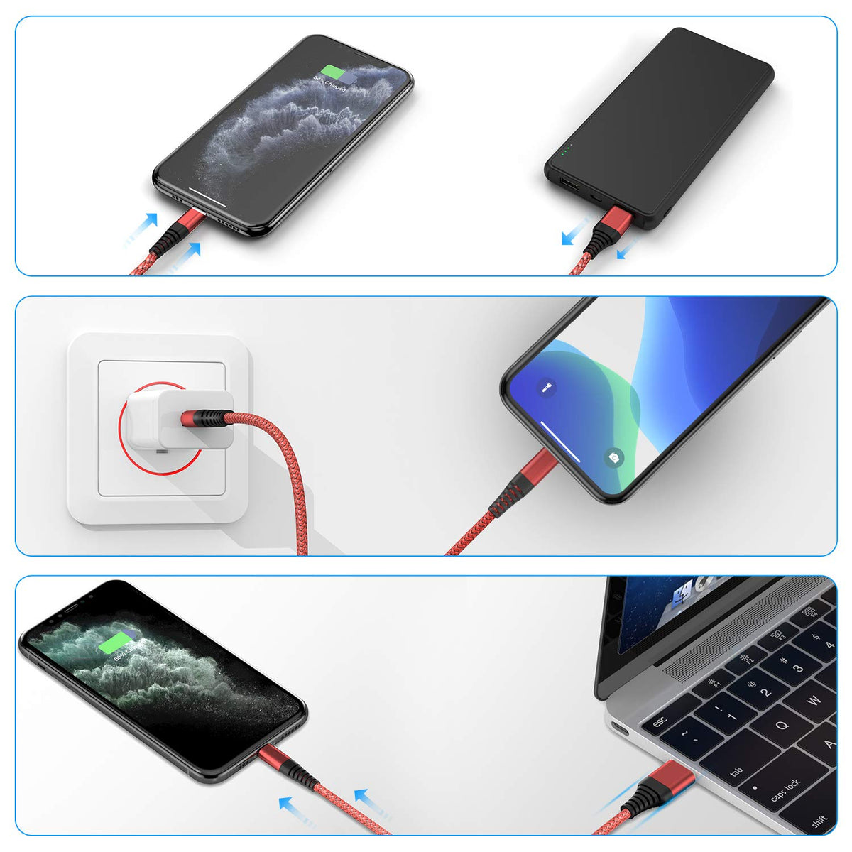 iPhone Charger,3Pack 6FT/1.8M MFi Certified Lightning Cable Fast Charging