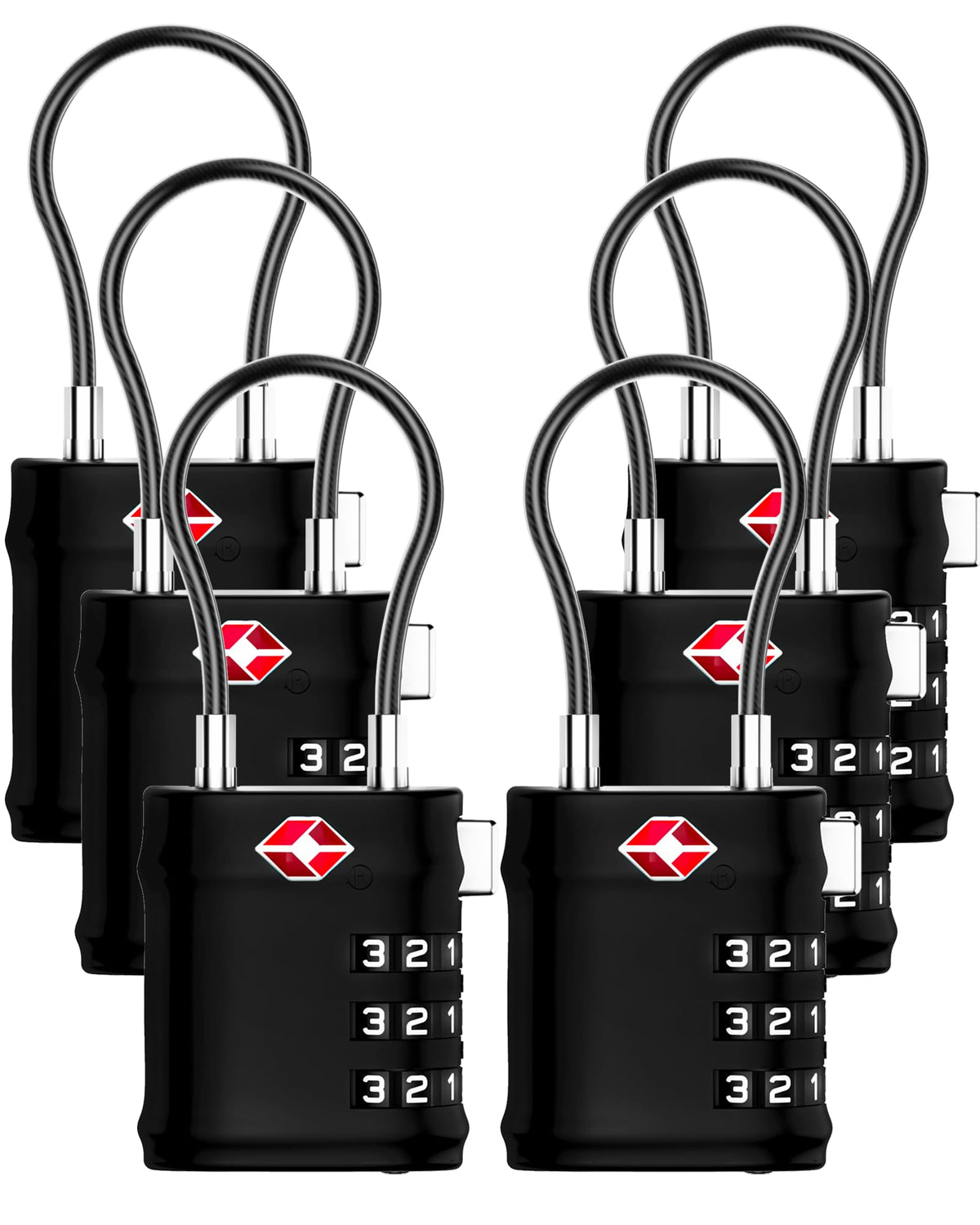 LUGGEX Suitcase Locks, Luggage Locks, TSA Approved Luggage Locks,Black,2