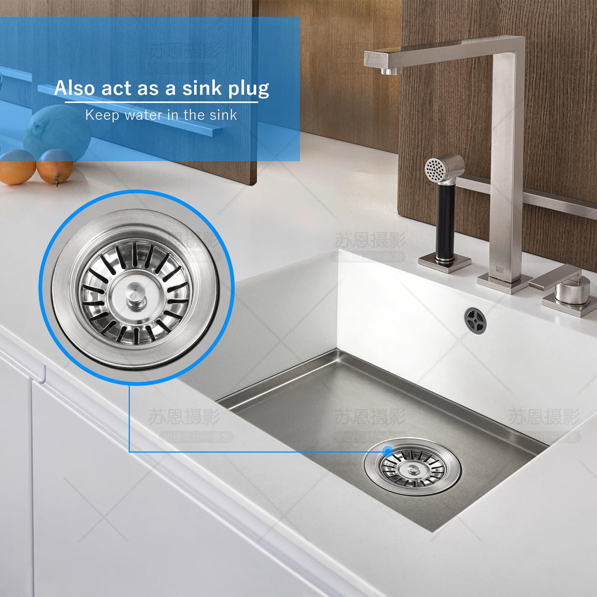 Upgraded Kitchen Sink Plug Strainer Stainless Steel Strainers Sink Plugs Replacement Drain Stopper for Food/Hair Catcher - UK Sinks Hole Diameter (78mm)