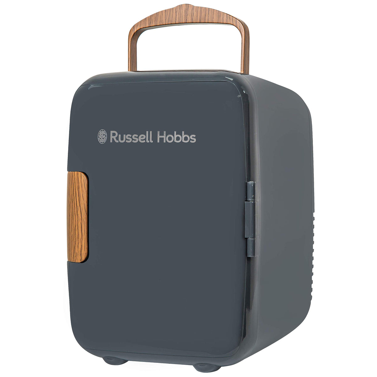 Russell Hobbs RH4CLR1001 4L/6 Can Portable Mini Cooler & Warmer for Drinks, Cosmetics/Makeup/Skincare, AC/DC Power, Retro Style, White, For Bedroom, Home, Caravan, Car