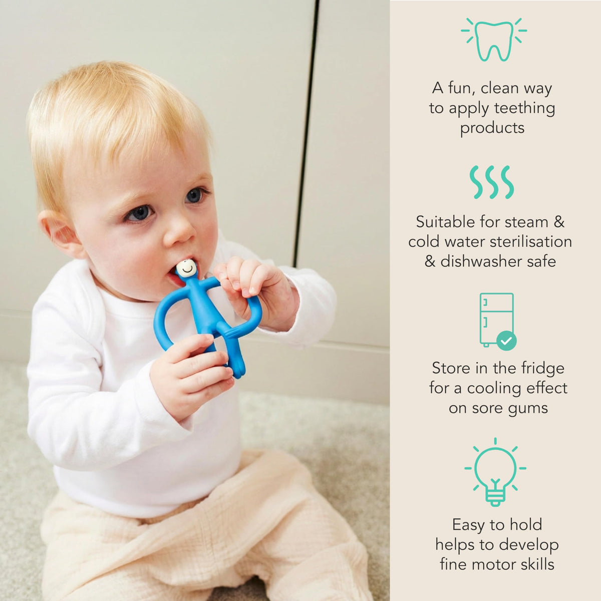 Matchstick Monkey Original Teether with Gel Applicator, Hearts