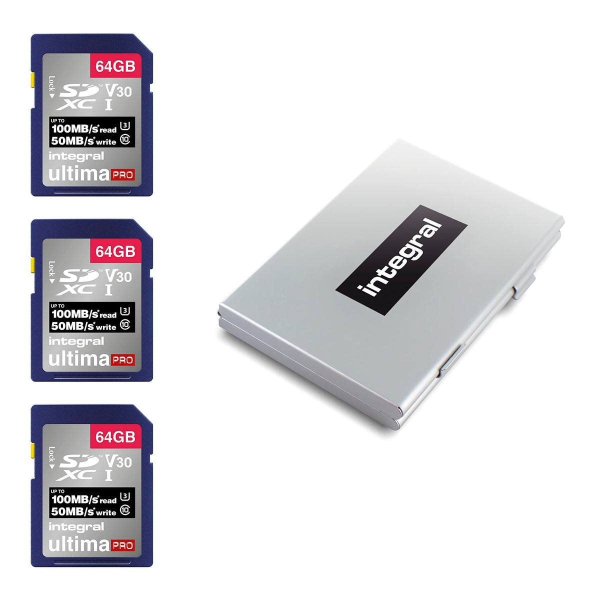Integral 64GB SD Card 4K Ultra-HD Video High Speed SDXC V30 UHS-I U3 Class 10 Memory Card up to 100MB/s, Color May Vary